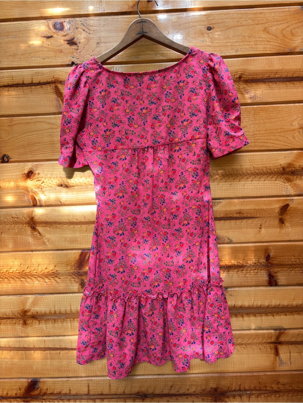 Betsey Johnson Darling Ditsy Printed Rayon Crepe Mini Dress Fruit Dove XS - Picture 5 of 6